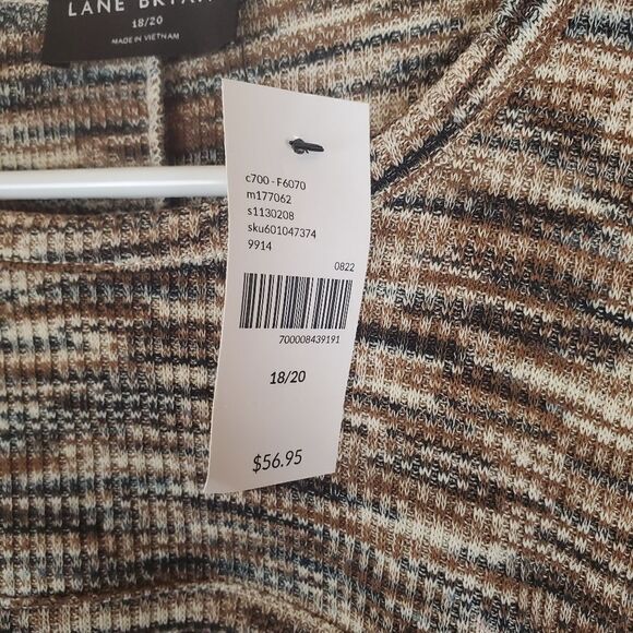 Lane Bryant Brown Marled Cutout Long Sleeve Blouse Size 18/20 - Picture 5 of 7